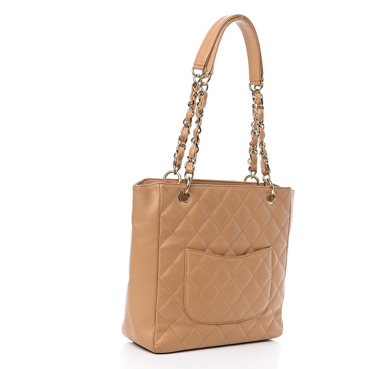 Chanel Caviar Quilted Petit Shopping Tote PST Dark Beige 2 of 17