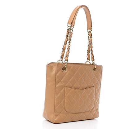 Chanel Caviar Quilted Petit Shopping Tote PST Dark Beige 2 of 17