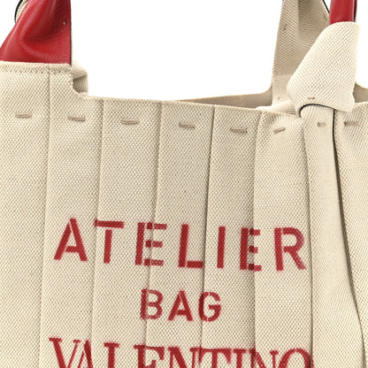 Valentino Garavani Canvas Atelier 05 Plisse Edition Medium Tote Bag Naturale 7 of 14
