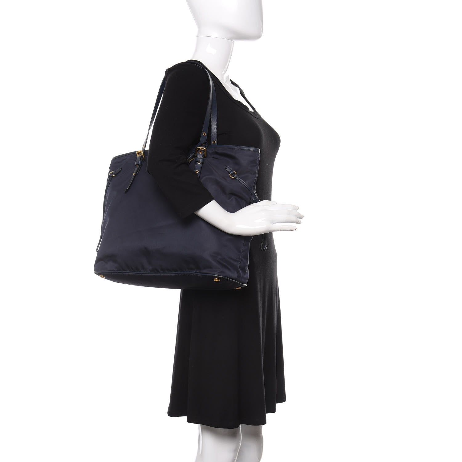 Prada Tessuto Nylon Saffiano Tote Baltico 2 of 10