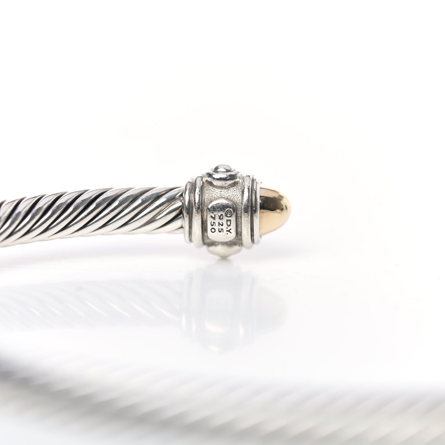 David Yurman Sterling Silver 18K Yellow Gold 4mm Cable Renaissance Bracelet 4 of 5