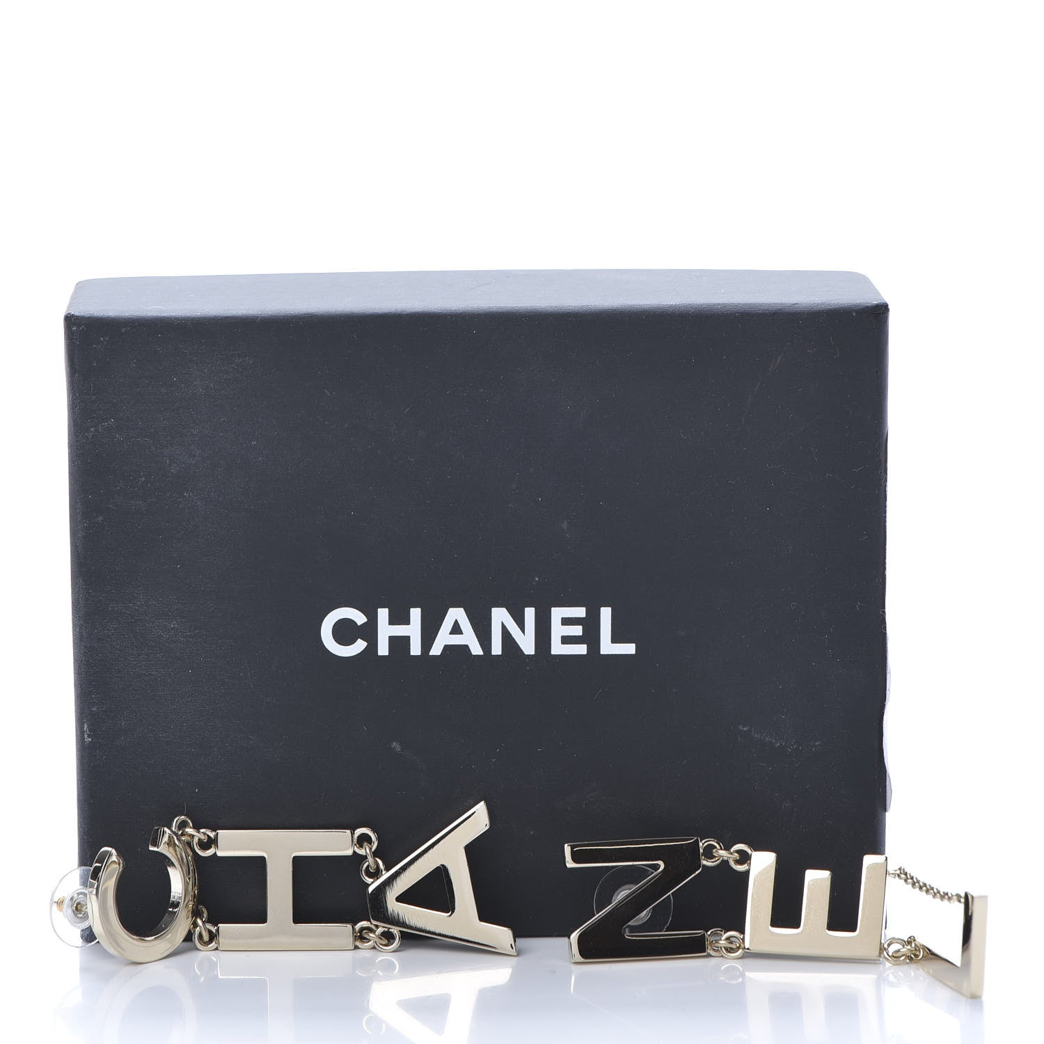 Chanel Metal Cha-Nel Logo Drop Earrings Gold 5 of 5