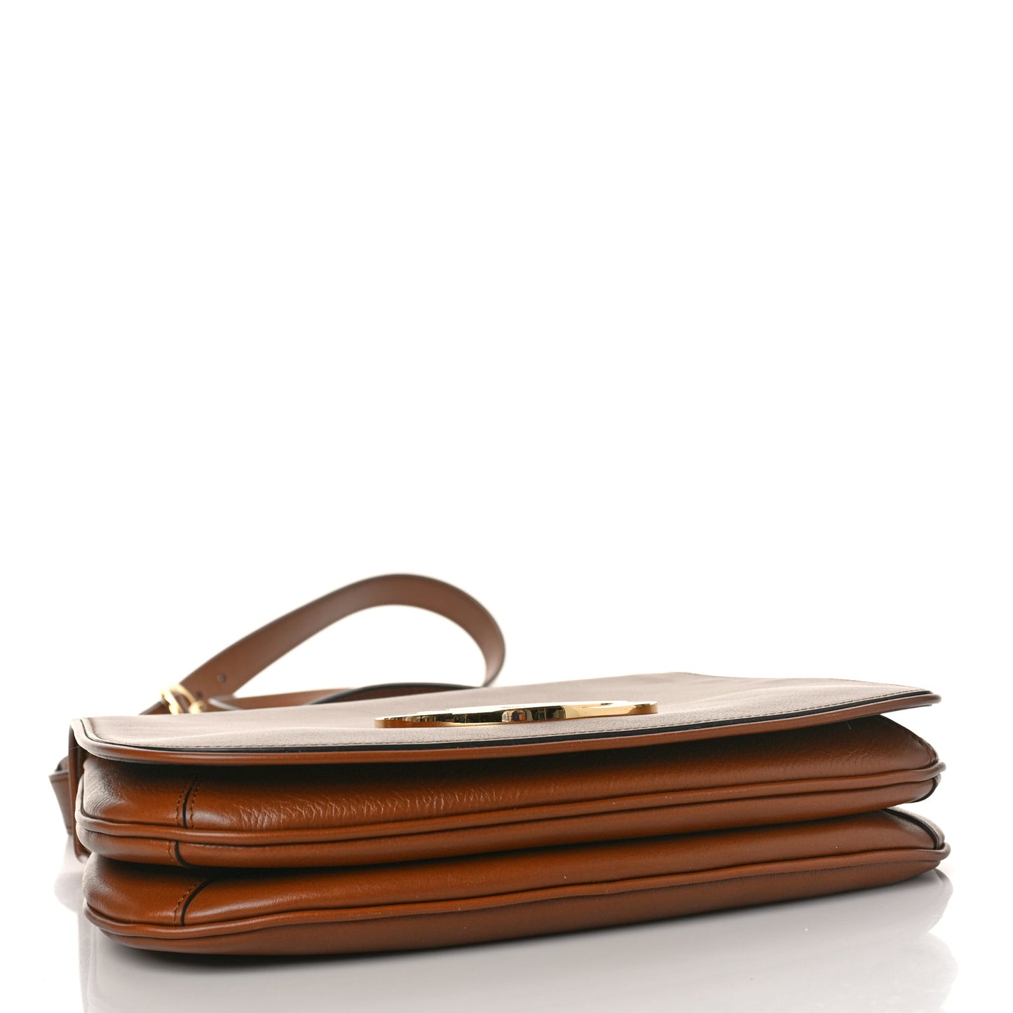 Roxy Calfskin Web Medium Blondie Top Handle Shoulder Flap Bag Cuir