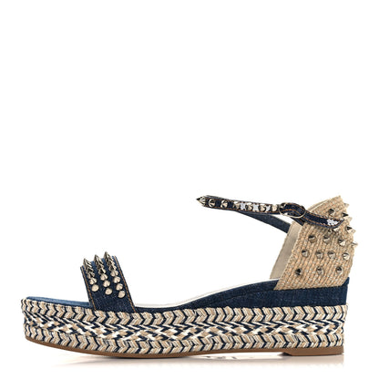 Christian Louboutin Miss Denim Madmonica 60 Platform Sandals 41 Lin Denim 1 of 9