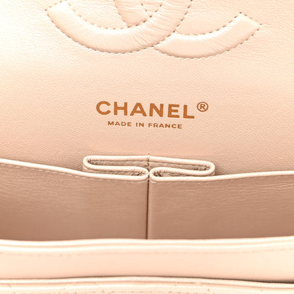 Chanel Iridescent Lambskin Quilted Medium Double Flap Light Beige 6 of 11