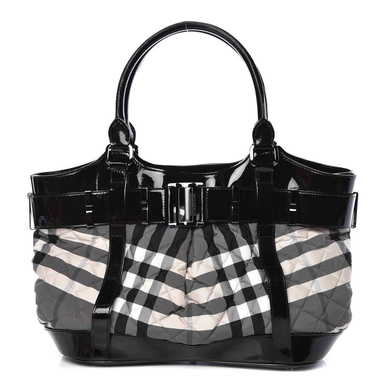 Burberry Patent Smoked Check Quilted Beaton Black 1 of 8