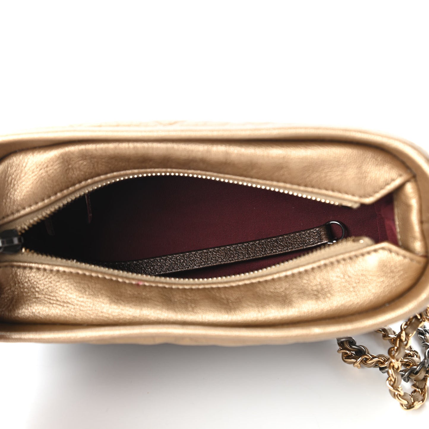 Metallic Goatskin Quilted Small Gabrielle Hobo Gold Bronze