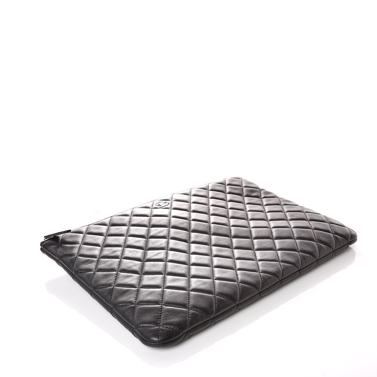 Chanel Lambskin Quilted Large Cosmetic Case Black 4 of 9