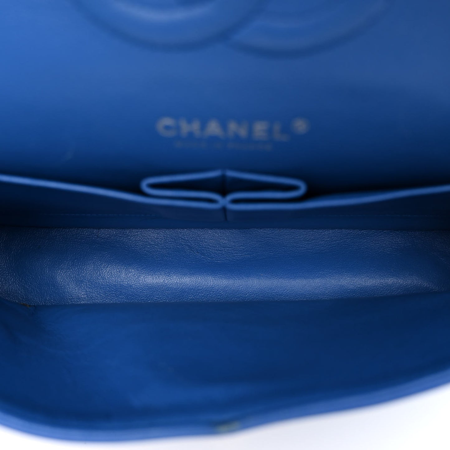 Patent Quilted Medium Double Flap Blue