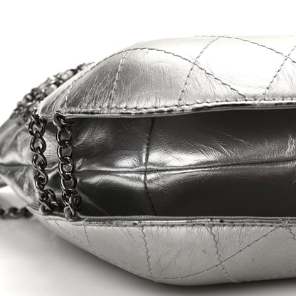 Chanel Metallic Aged Calfskin Quilted Small Gabrielle Bucket Silver 8 of 16