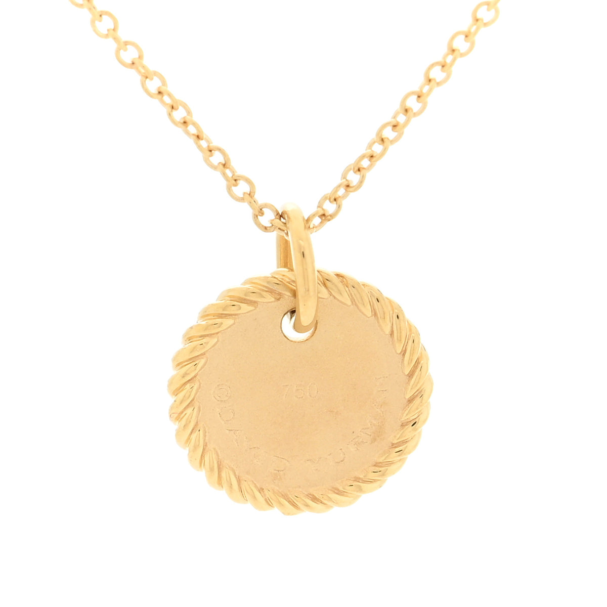 David Yurman 18K Yellow Gold Diamond Initial O Charm Pendant Necklace 4 of 5