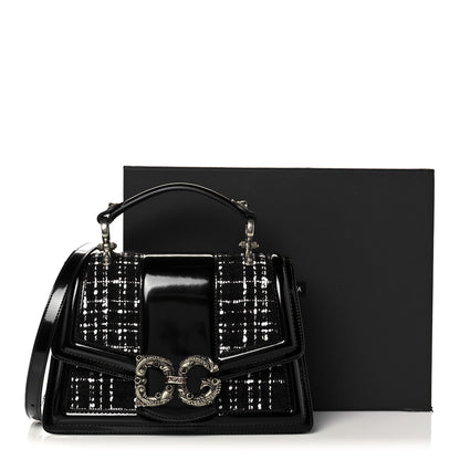 Dolce & Gabbana Polished Calfskin Tweed DG Amore Envelope Bag Black 16 of 16