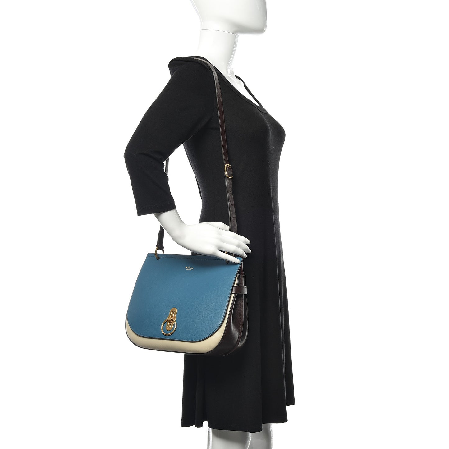 Silky Calfskin Amberley Satchel Metal Blue Chalk