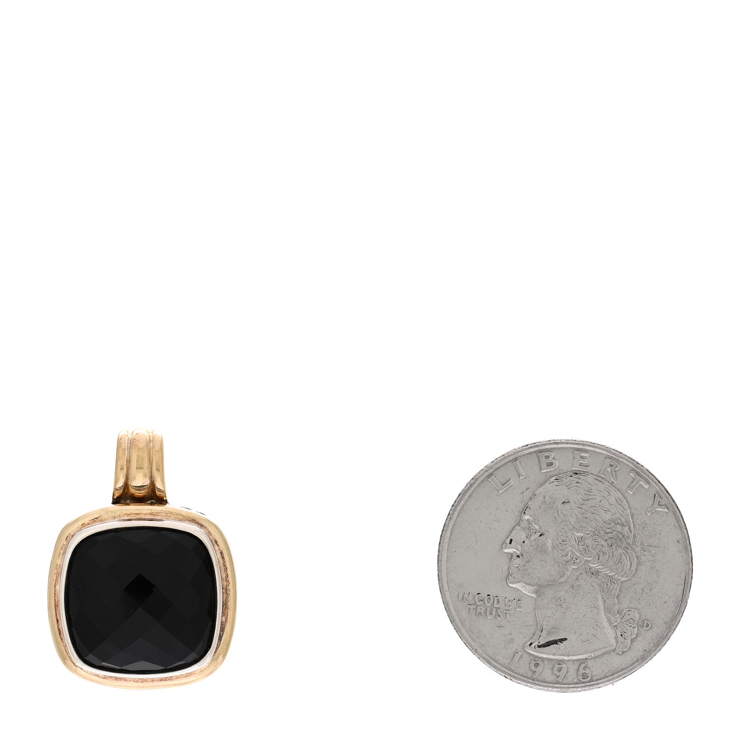 David Yurman Sterling Silver Black Onyx 14mm Albion Enhancer Pendant 2 of 3