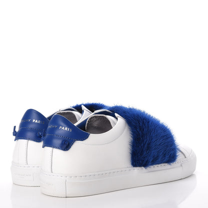 Givenchy Calfskin Mink Fur Womens Urban Street Sneakers 41 White Electric Blue 4 of 12