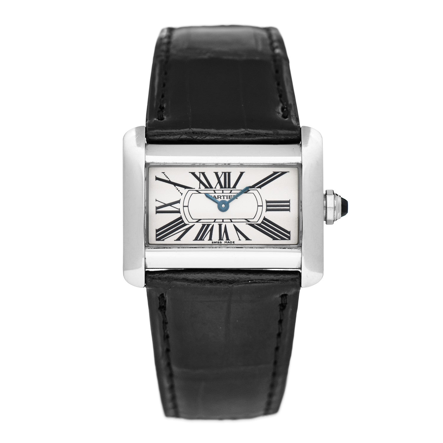 Cartier Stainless Steel Alligator 32mm Tank Divan Quartz Watch 1 of 5