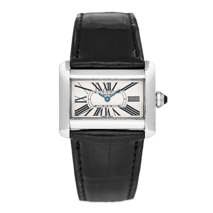 Cartier Stainless Steel Alligator 32mm Tank Divan Quartz Watch 1 of 5