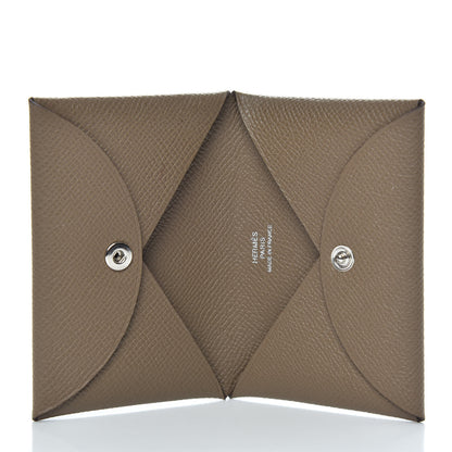 Hermes Epsom Calvi Card Case Etoupe 5 of 7