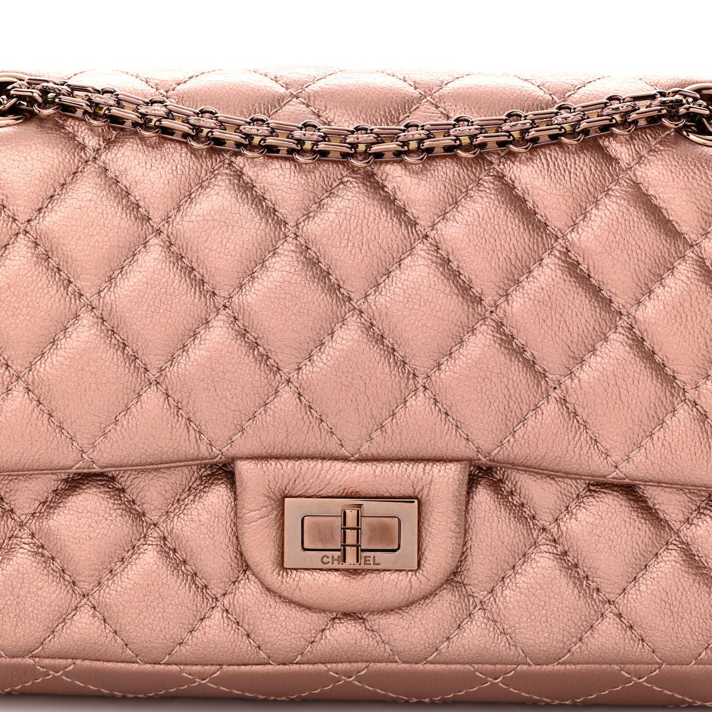 Metallic Grained Calfskin Quilted 2.55 Reissue 225 Flap Copper Pink