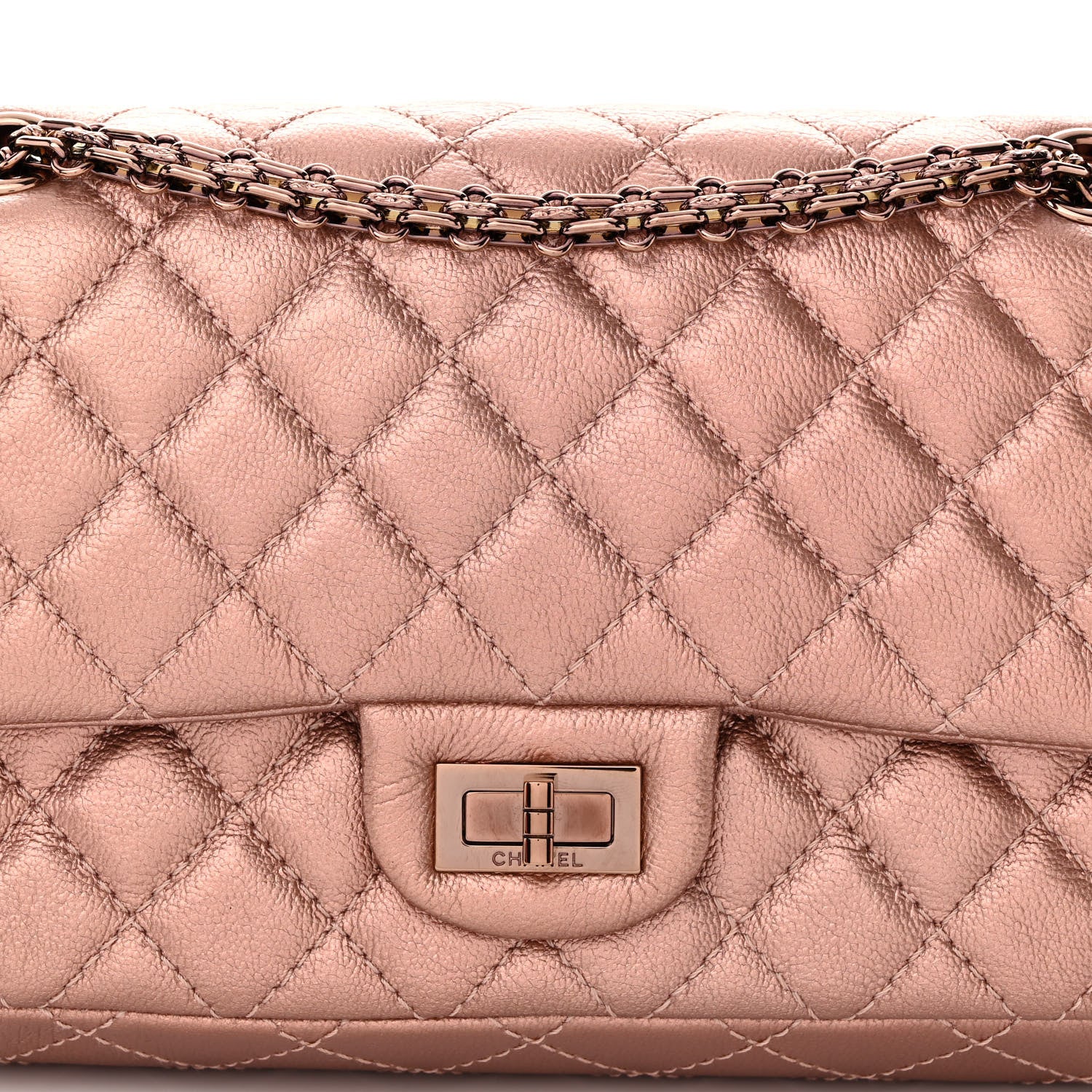Chanel Metallic Grained Calfskin Quilted 2.55 Reissue 225 Flap Copper Pink 8 of 11