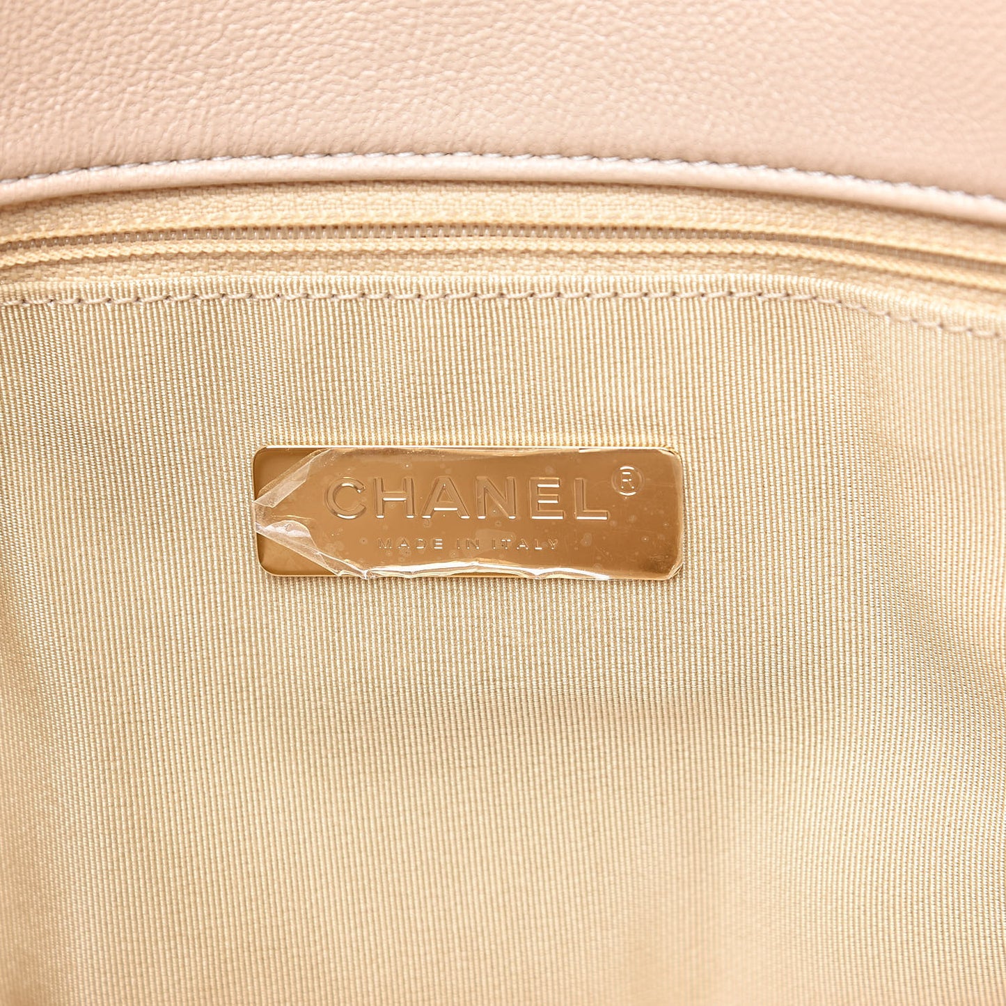 Goatskin Quilted Large 19 Flap Beige