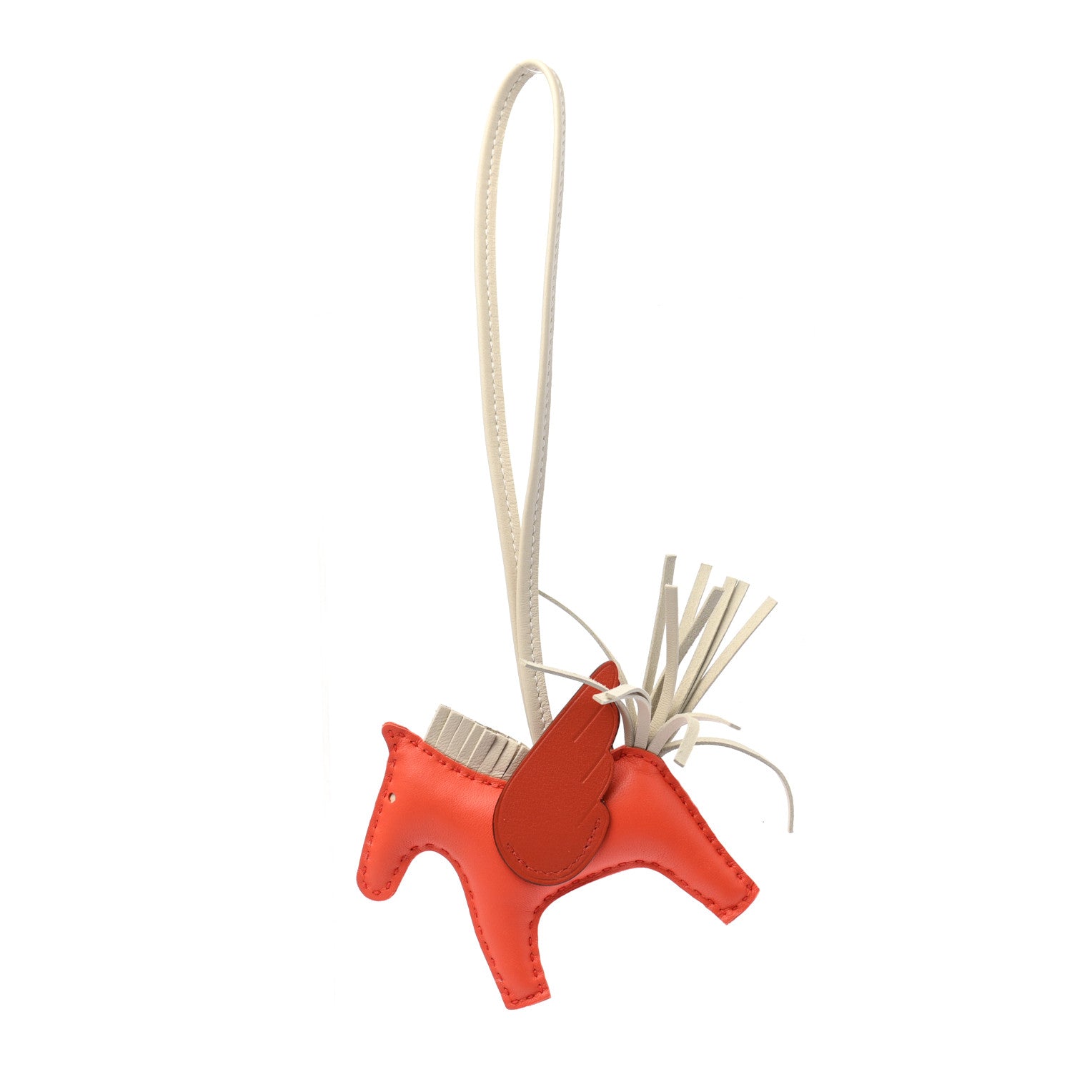 Hermes Milo Lambskin Grigri Rodeo Pegase Horse Bag Charm PM Orange Poppy Craie Terre Battue 1 of 4