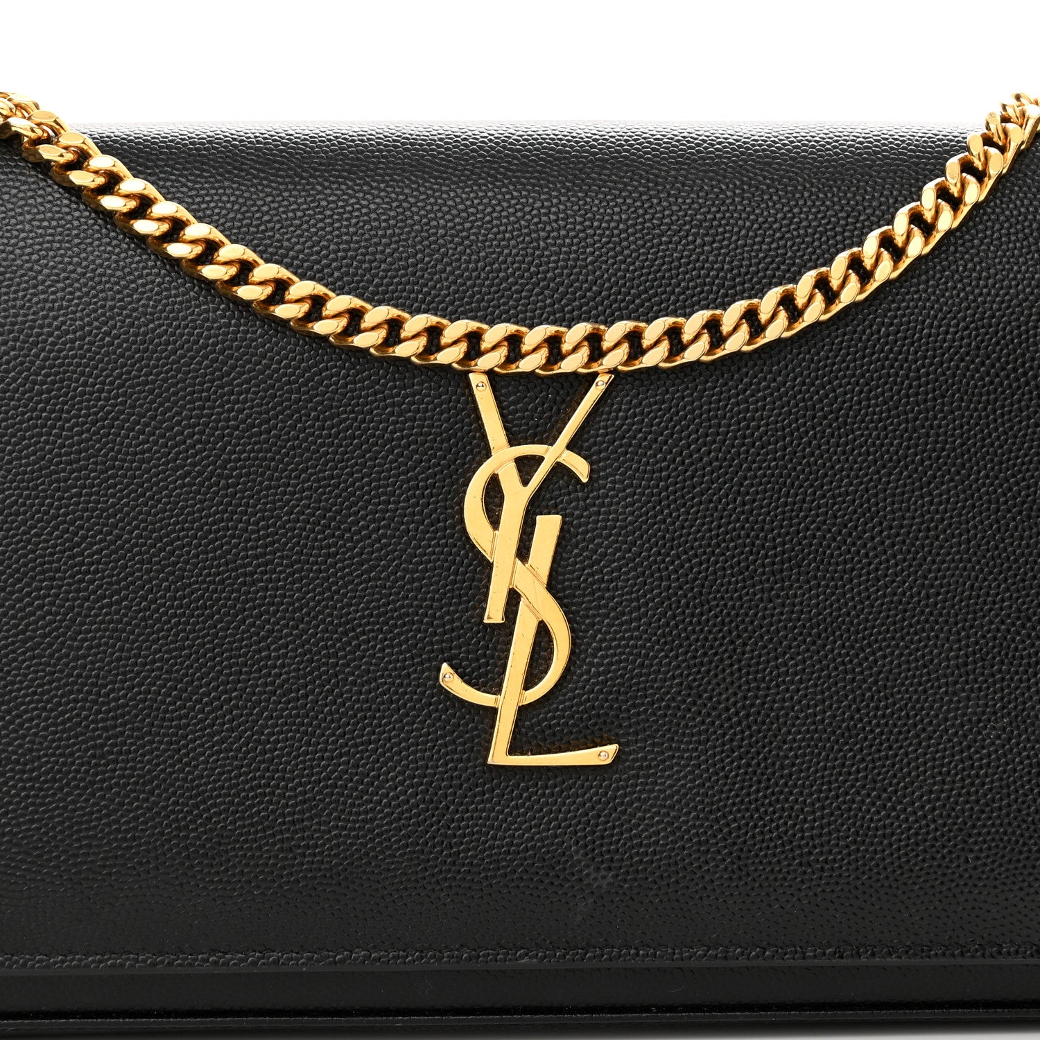 Saint Laurent Grain De Poudre Monogram Chain Wallet Black 8 of 17