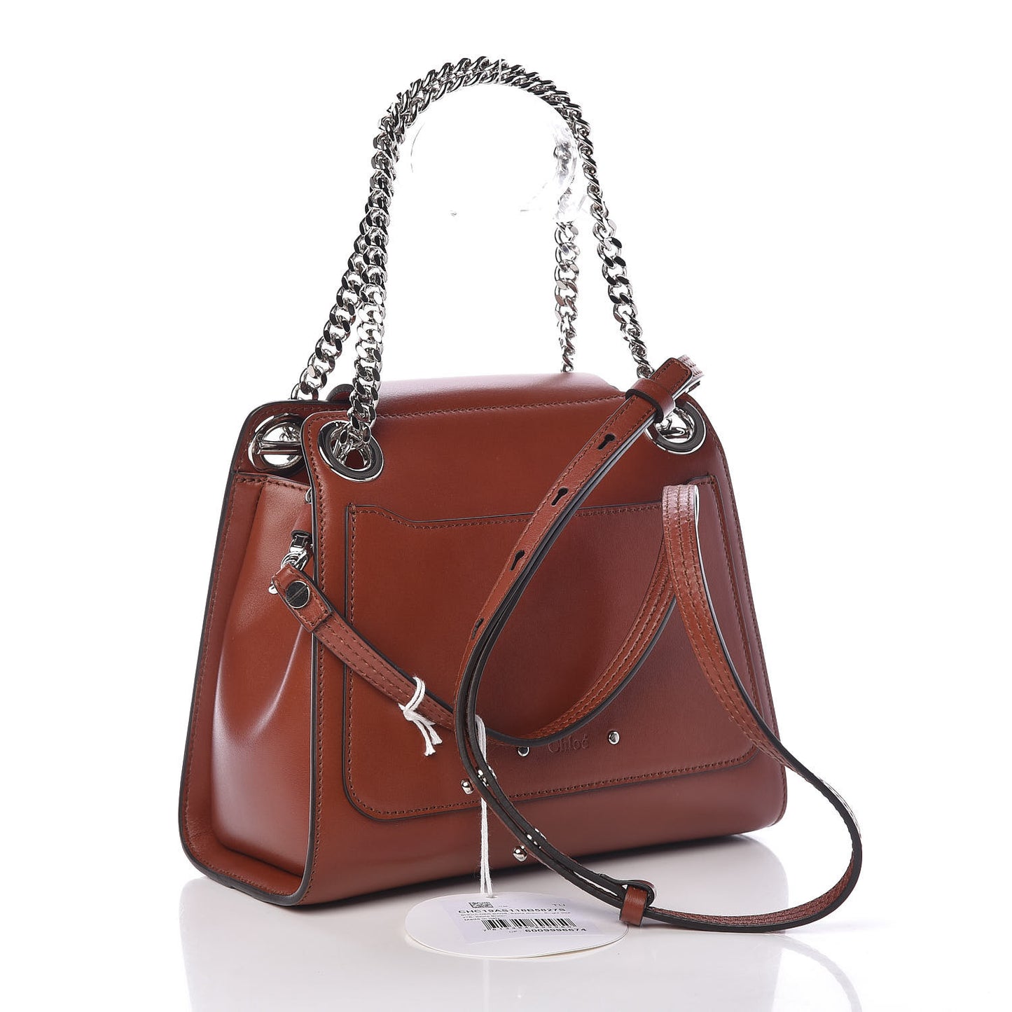 Shiny Calfskin Mini Annie Shoulder Bag Sepia Brown