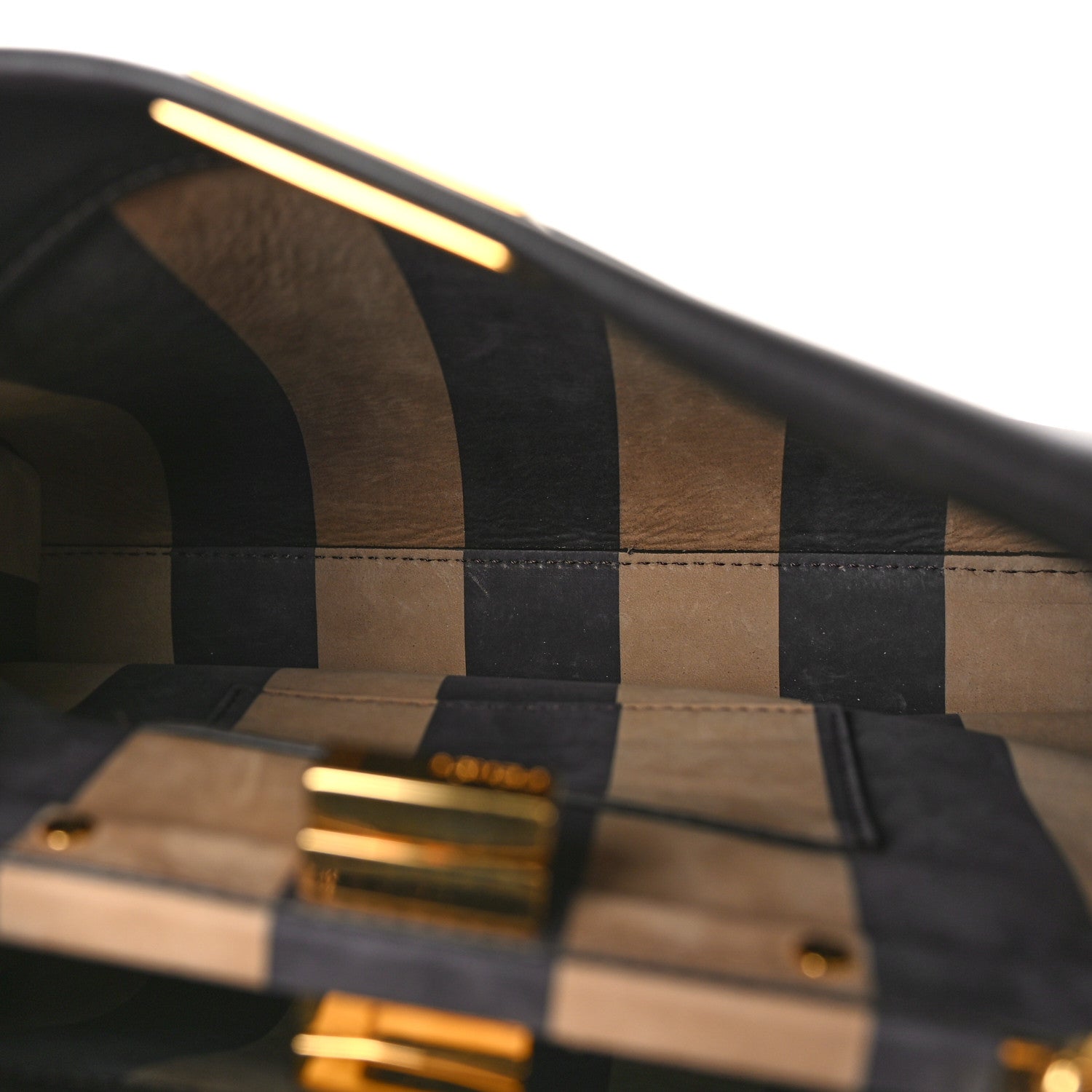 Fendi Vitello Seta Nabuk Pequin Mini Peekaboo Iconic Satchel Ebano Tobacco Moro 6 of 9