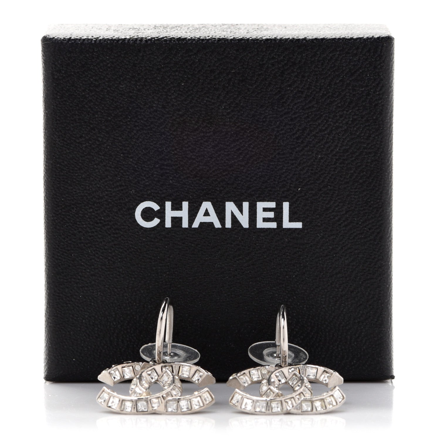 Chanel Baguette Crystal CC Dangle Earrings Silver 5 of 5
