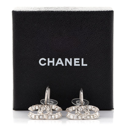 Chanel Baguette Crystal CC Dangle Earrings Silver 5 of 5