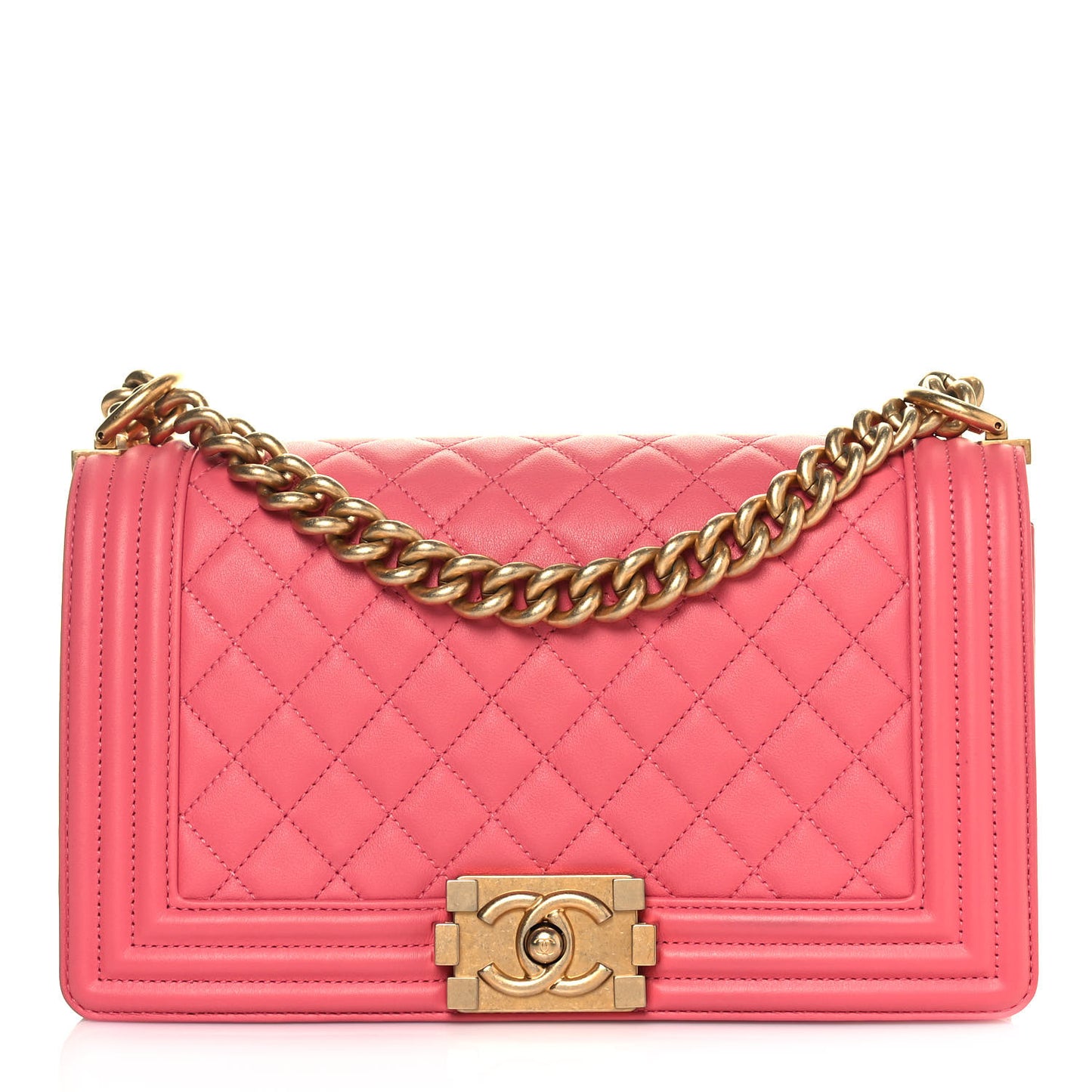 Calfskin Quilted Medium Boy Flap Pink