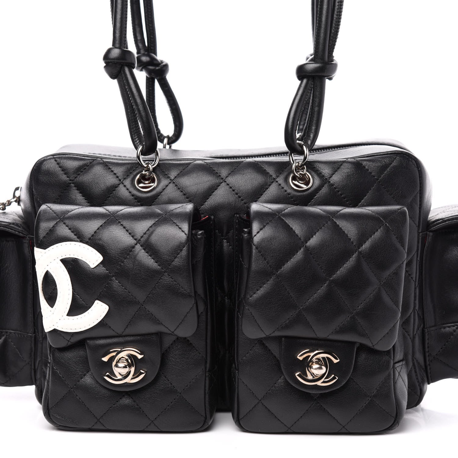 Chanel Calfskin Quilted Small Cambon Multipocket Reporter Black White 12 of 12