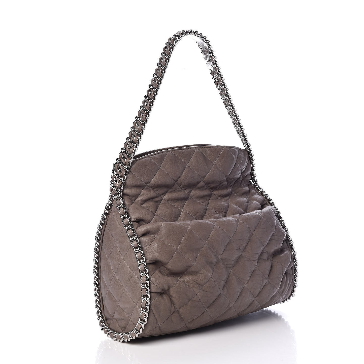 Washed Lambskin Chain Around Hobo Grey