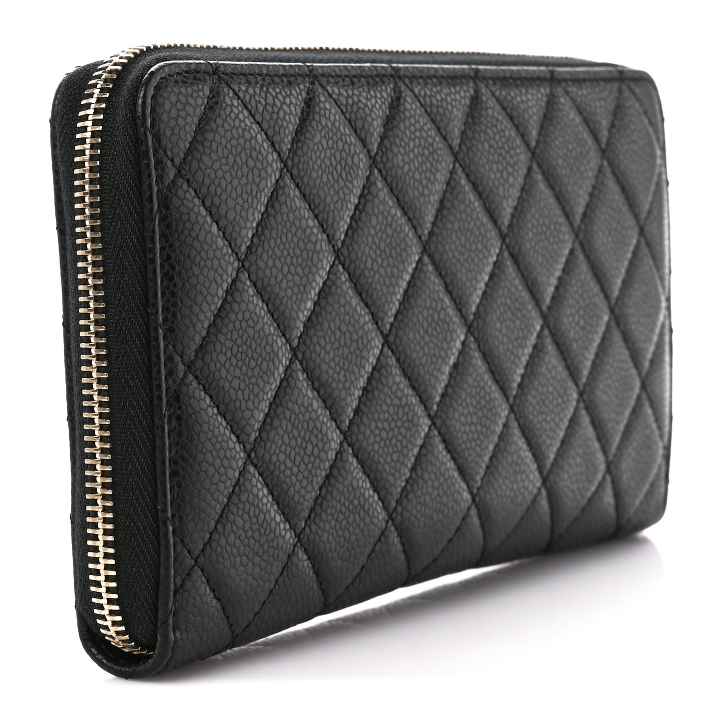 Caviar Quilted Large Zip Around Organizer Wallet Black