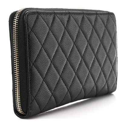 Chanel Caviar Quilted Large Zip Around Organizer Wallet Black 3 of 16