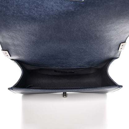 Chanel Metallic Calfskin Quilted Medium Boy Flap Navy 7 of 8