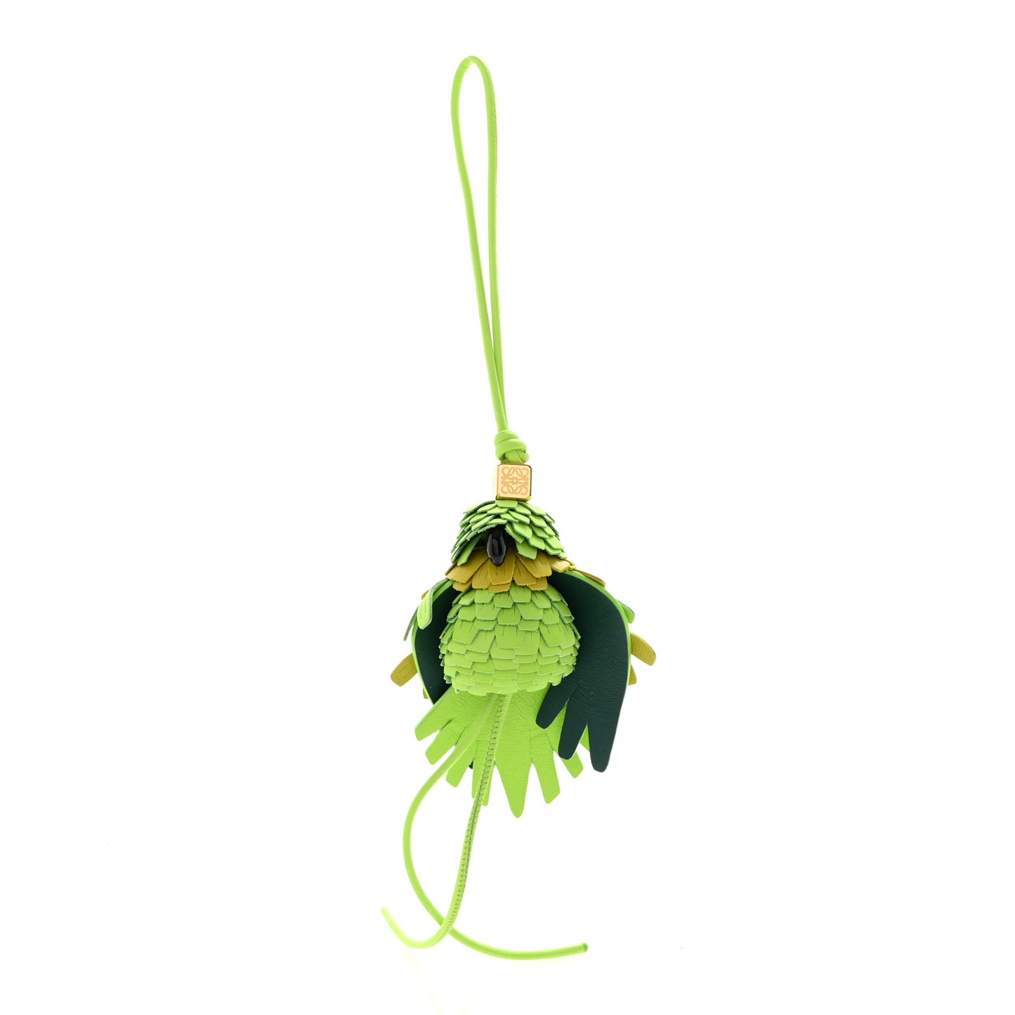 X PAULA'S IBIZA Calfskin Parrot Bag Charm Green Multicolor
