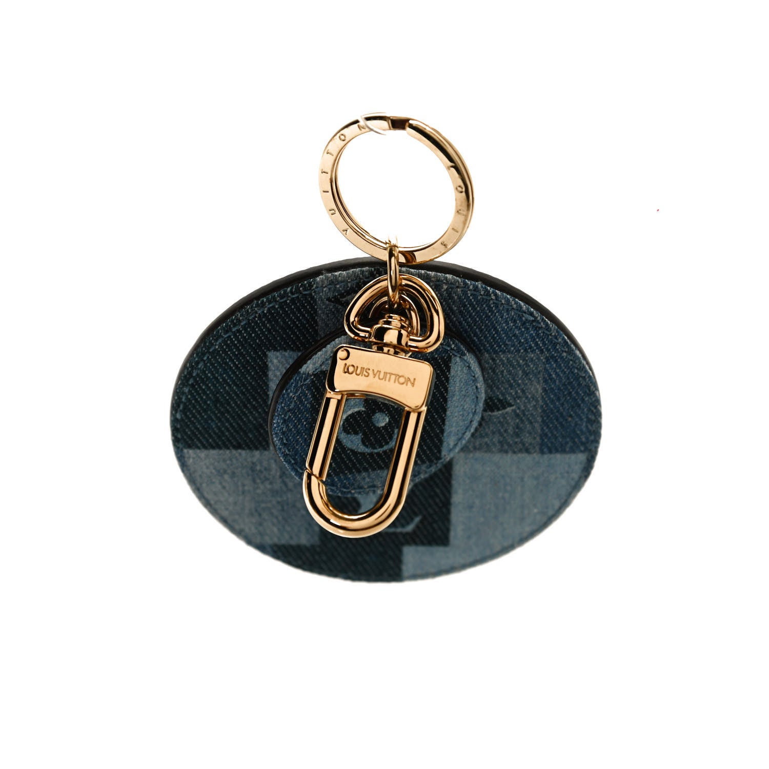 Louis Vuitton Denim Damier Monogram Patchwork Bag Charm Key Holder 4 of 4