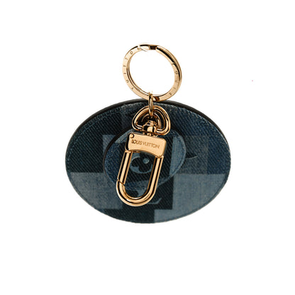 Louis Vuitton Denim Damier Monogram Patchwork Bag Charm Key Holder 4 of 4