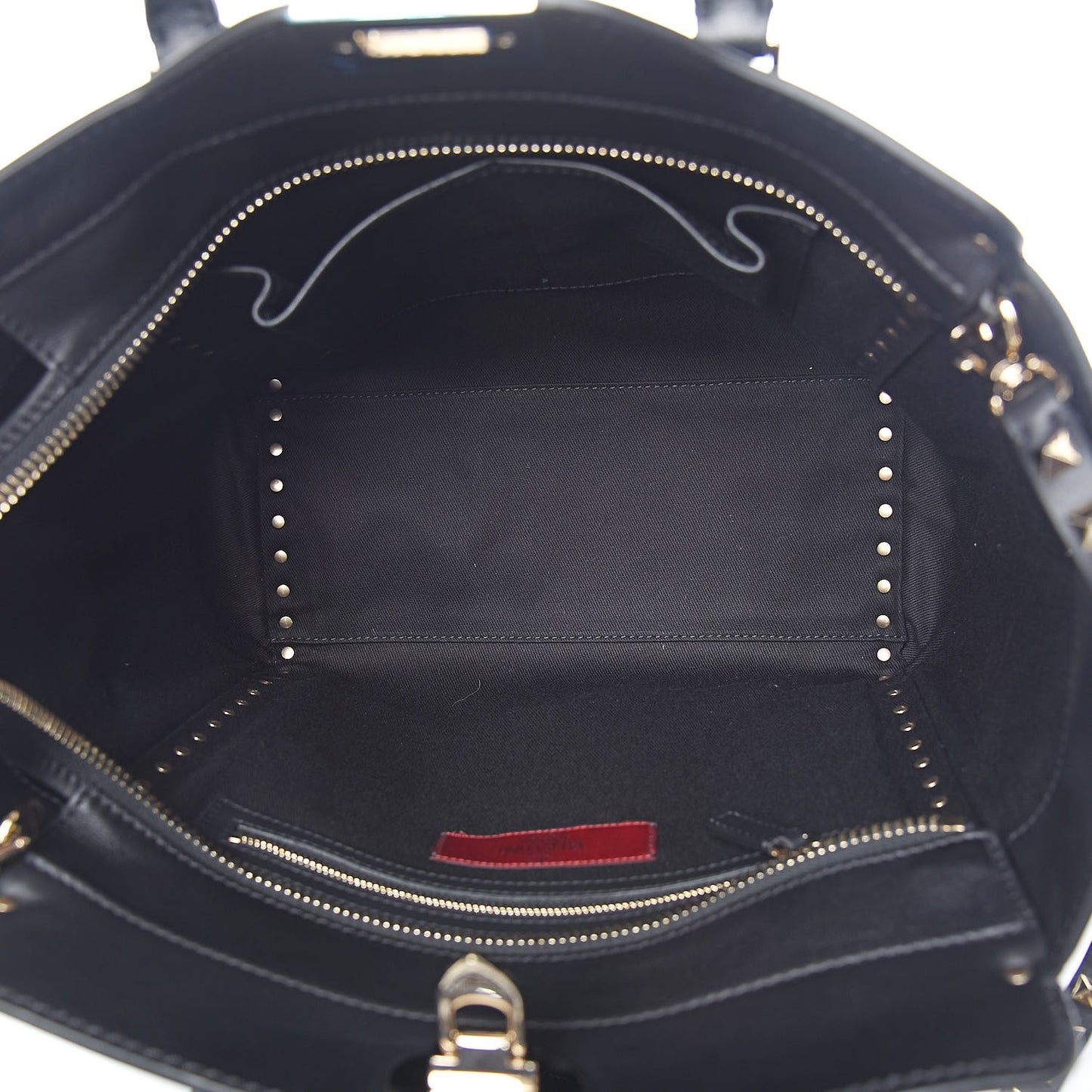 Vitello Rockstud Double Handle Tote Black