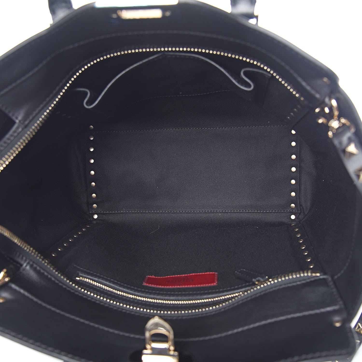 Valentino Garavani Vitello Rockstud Double Handle Tote Black 5 of 10