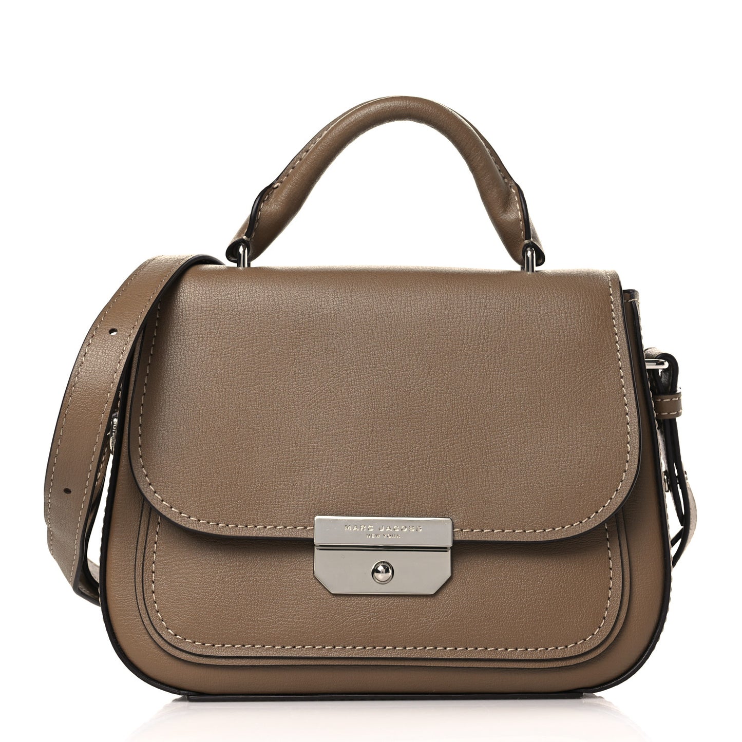 MARC JACOBS Calfskin Mini Rider Top Handle Brown