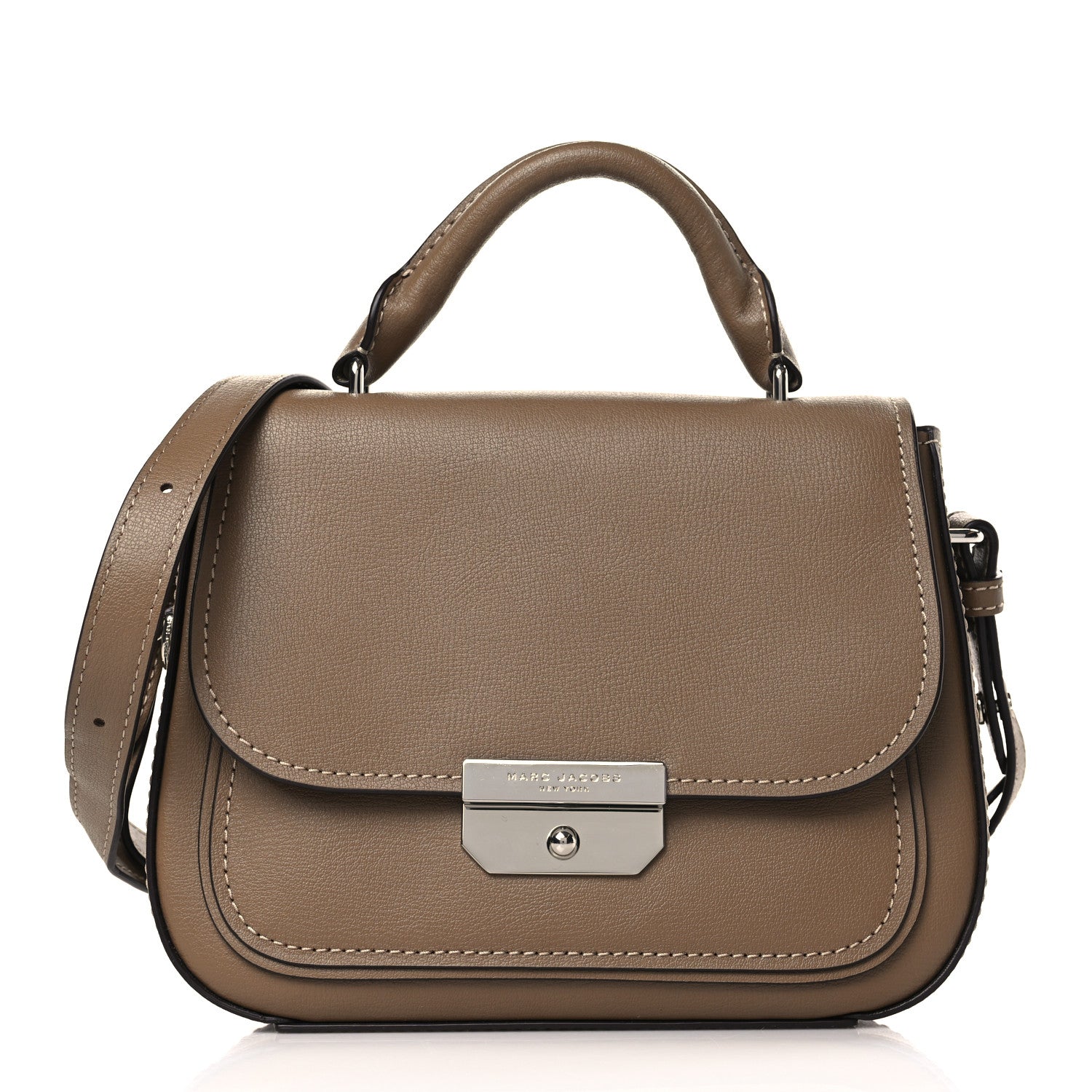 Marc Jacobs MARC JACOBS Calfskin Mini Rider Top Handle Brown 1 of 8