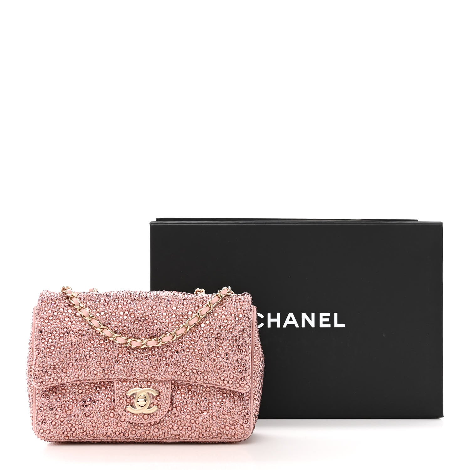 Chanel Lambskin Crystal Diamante Small Flap Light Pink 11 of 11