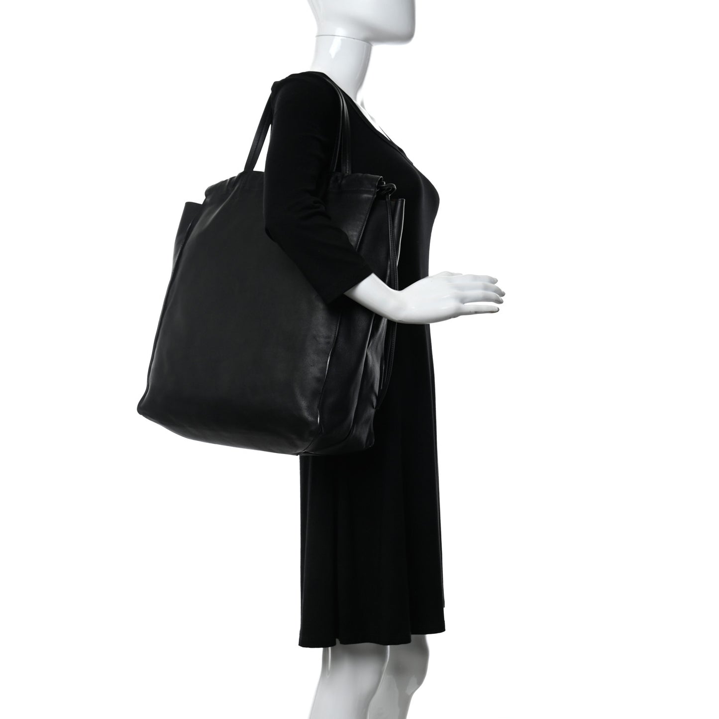 Smooth Calfskin Vertical Coulisse Bag Black