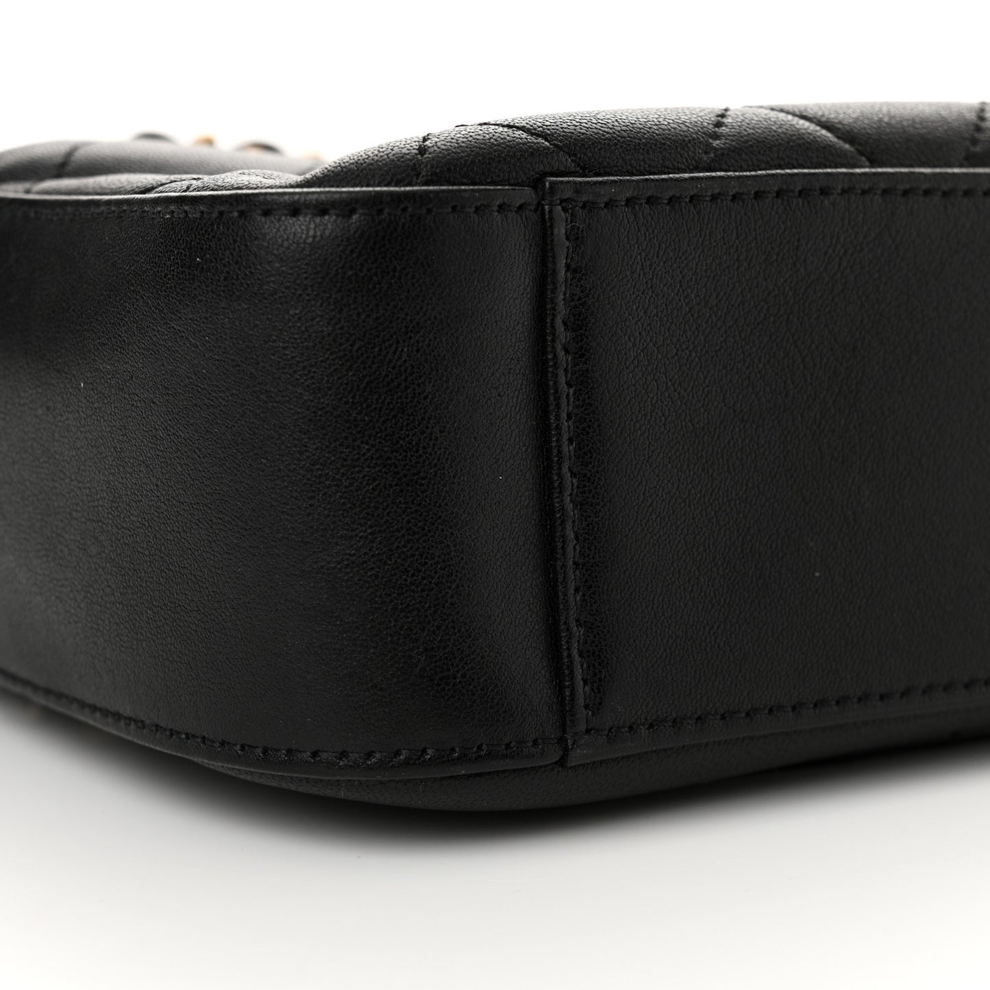 Goatskin Quilted Chanel 19 Camera Case Black