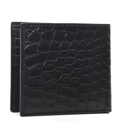 Saint Laurent Calfskin Crocodile Embossed East West Wallet Black 2 of 11