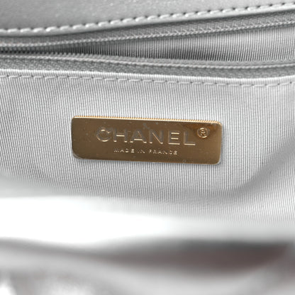 Chanel Metallic Lambskin Quilted Large Chanel 19 Flap Silver 6 of 10