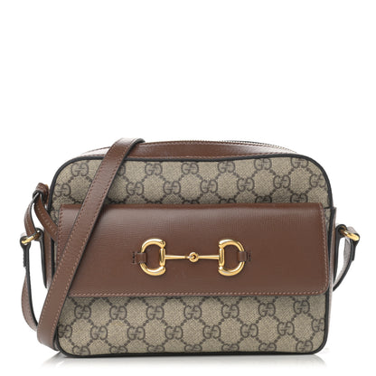 Gucci GG Supreme Monogram Small Horsebit 1955 Shoulder Bag Beige Brown Sugar 1 of 17